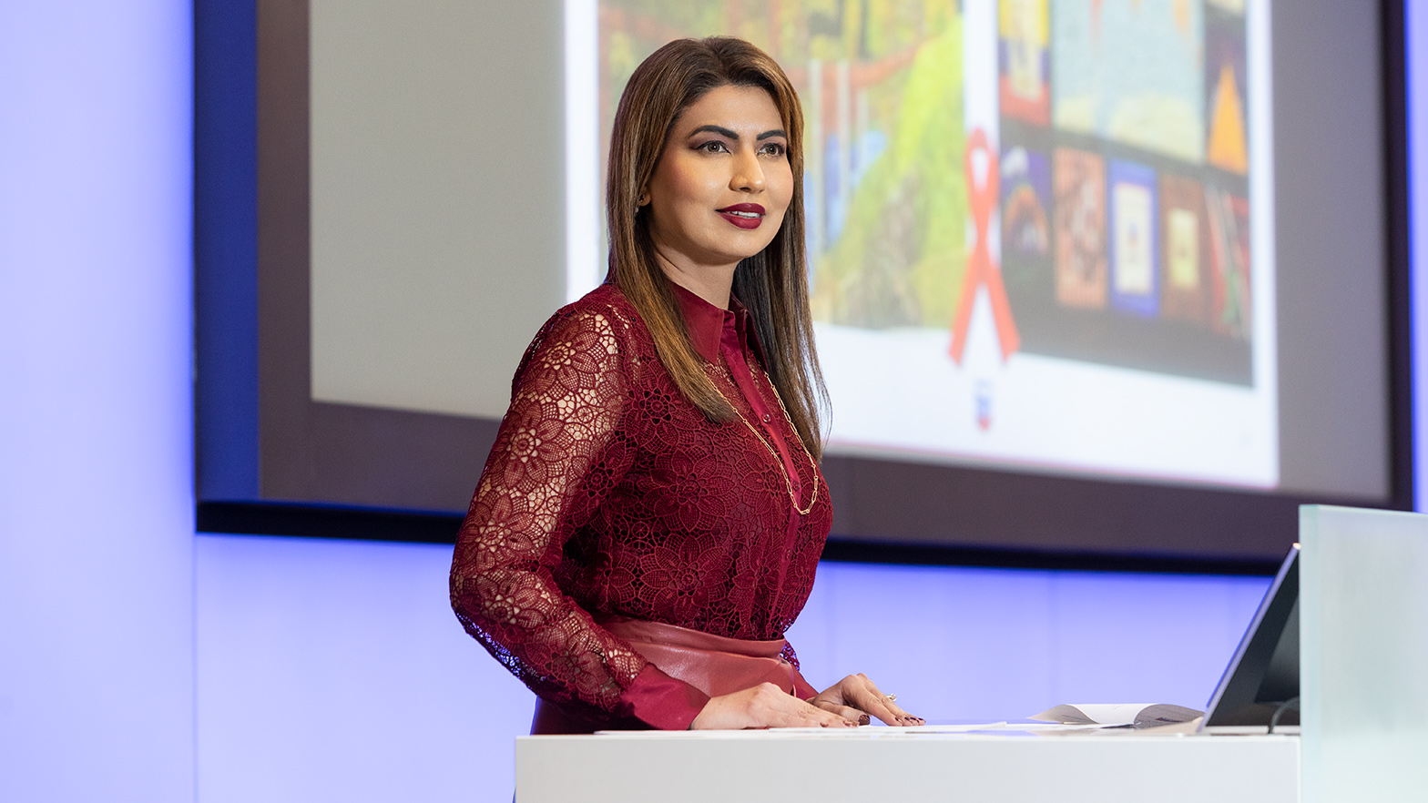 Huma Abbasi at the 2022 International AIDS Conference.