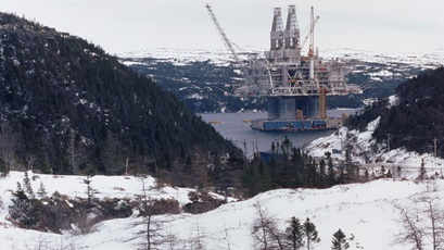 A view of the Hibernia Platform in Newfoundland and Labrador, Canada.